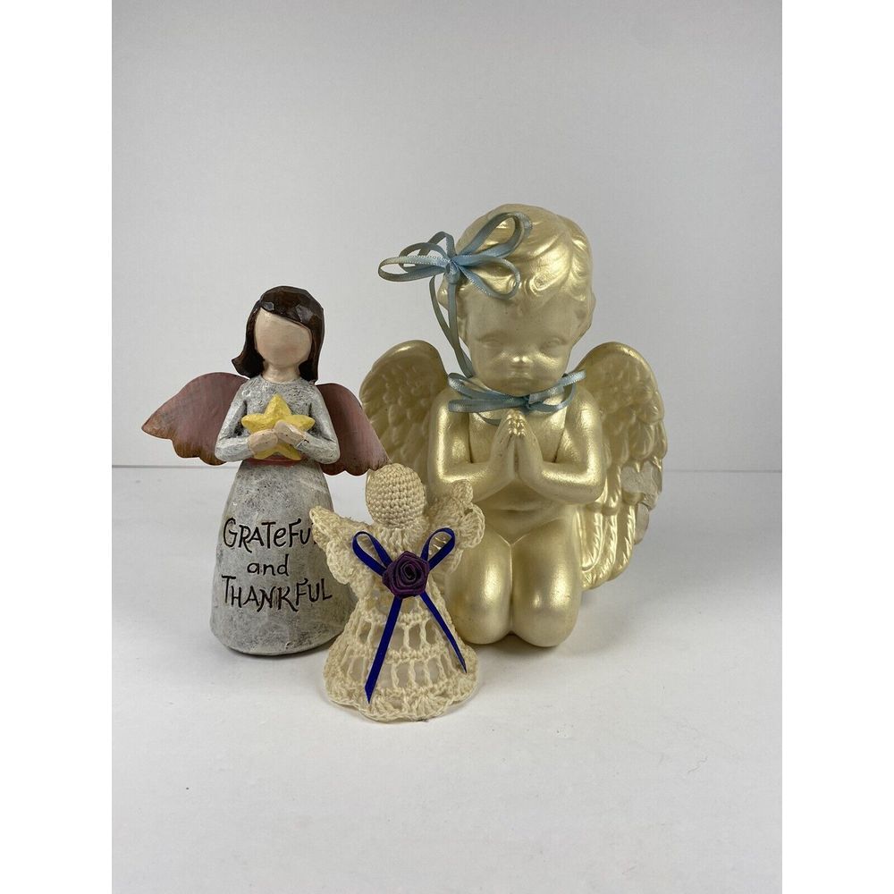 Gold Cherub Angel Figurine burton+Burton Angel Crocheted Lace Angel (9d3)‎
